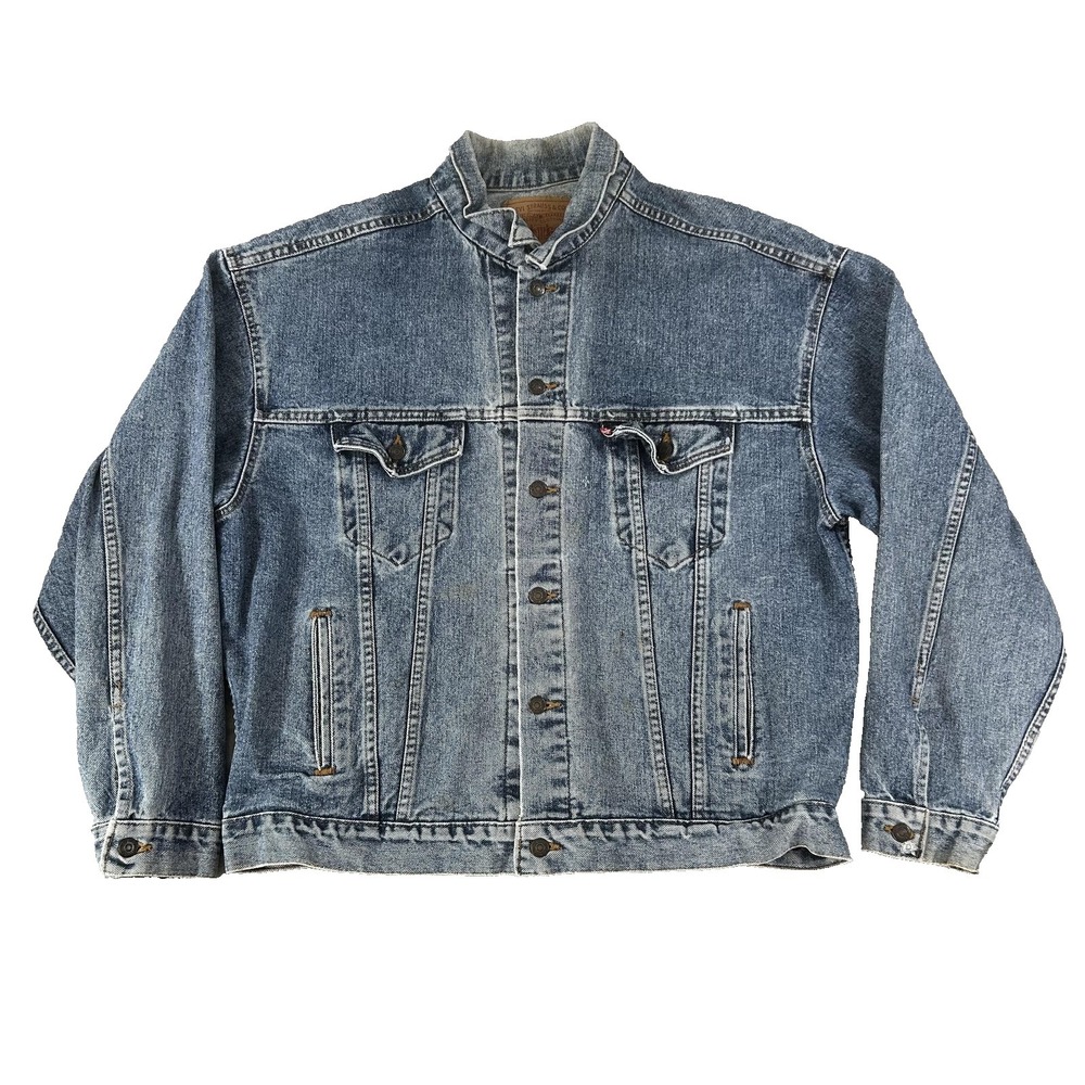 Vintage Levi's Jacket Mens XL Blue Denim Biker Stand Collar USA 70507 4890 90s